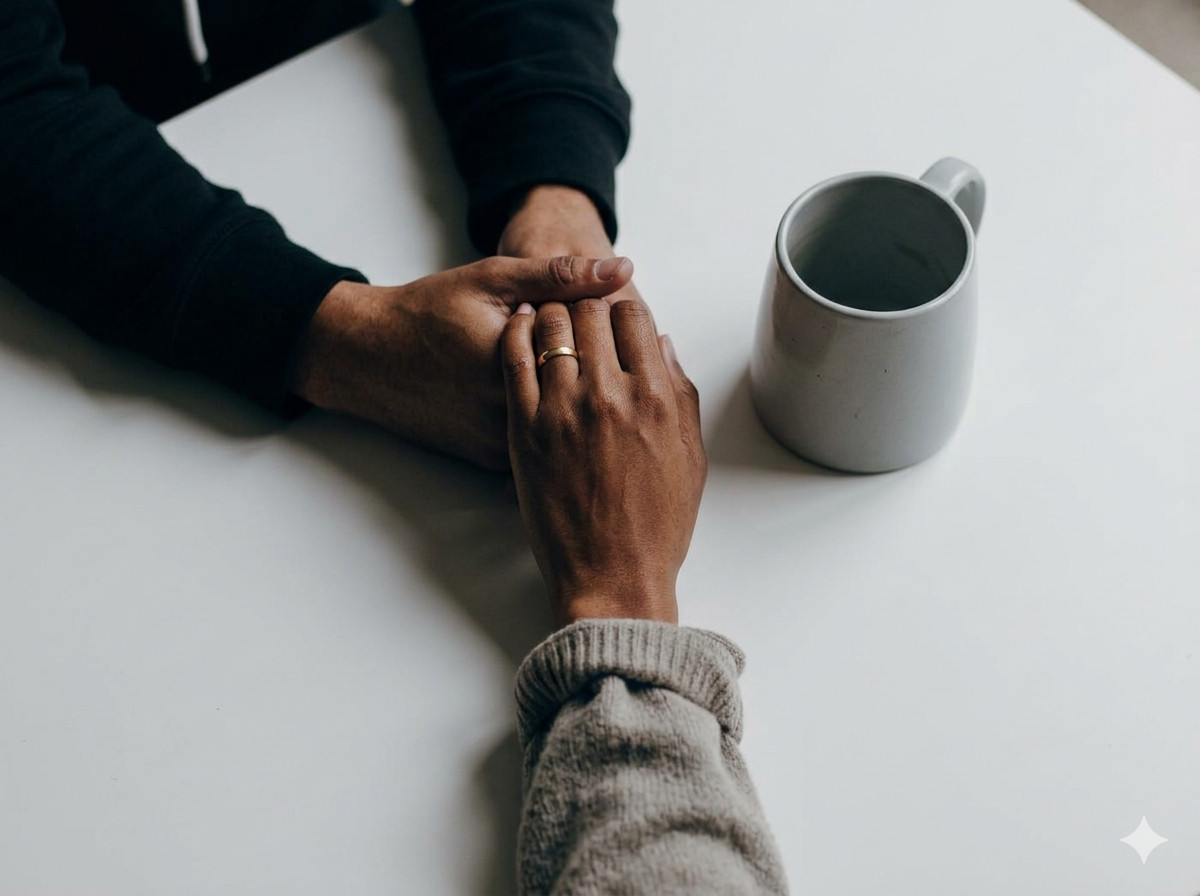 Compassionate support — holding hands in comfort